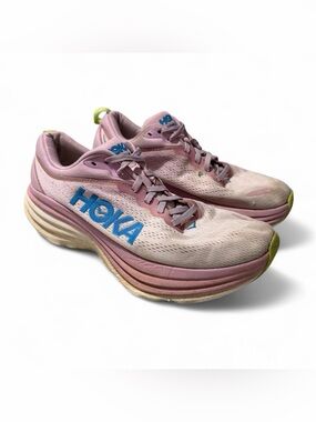 Women’s Hoka Bondi 8 Pink Twilight Waterpark Running Shoes Size 9
